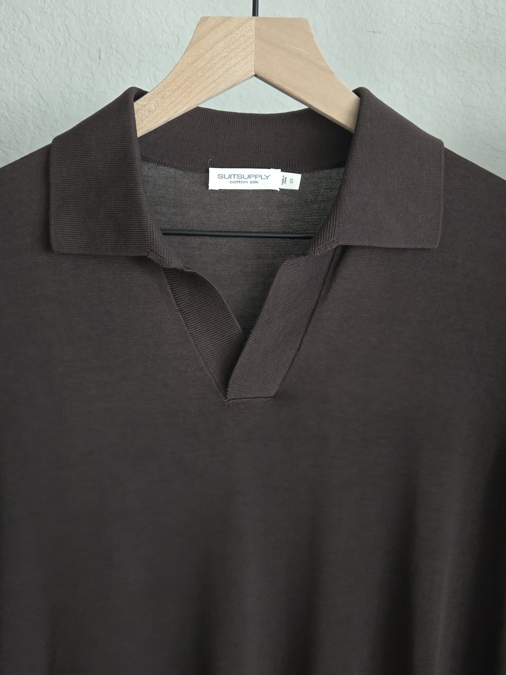 Suitsupply Dark Brown Open-Placket Polo